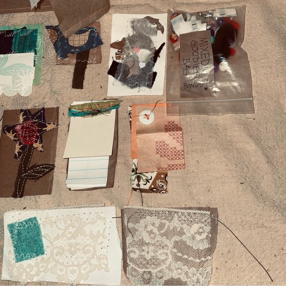 OOAK handmade undecorated junk journal vintage lace scrap fabric + Ephemera kit - Picture 8 of 8